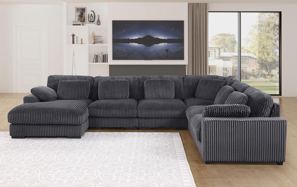 Lilola Home - Nadine 155.5inW Dark Gray Corduroy Corner Sectional Sofa with Left-Facing Chaise in Dark Gray - 89161 veiw 4