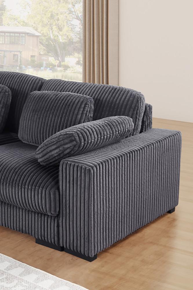 Lilola Home - Nadine 155.5inW Dark Gray Corduroy Corner Sectional Sofa with Left-Facing Chaise in Dark Gray - 89161 veiw 6