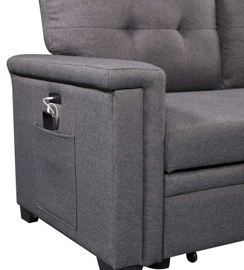 Lilola Home - Nathan Dark Gray Reversible Sleeper Sectional Sofa with Storage Chaise, USB Charging Ports and Pocket - 881382 veiw 3