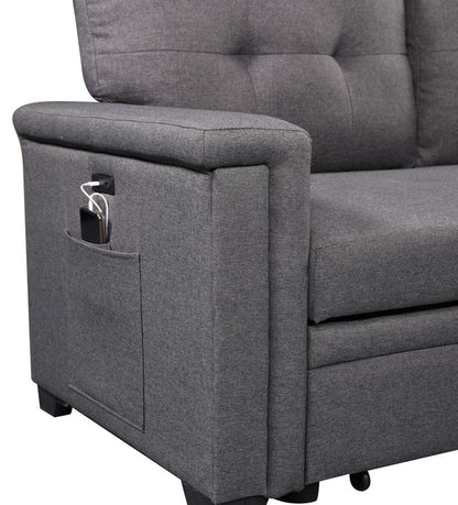 Lilola Home - Nathan Dark Gray Reversible Sleeper Sectional Sofa with Storage Chaise, USB Charging Ports and Pocket - 881382 veiw 3
