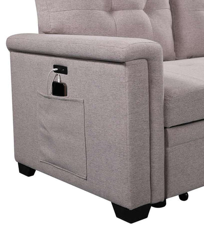 Lilola Home - Nathan Light Gray Reversible Sleeper Sectional Sofa with Storage Chaise, USB Charging Ports and Pocket - 881380 veiw 4