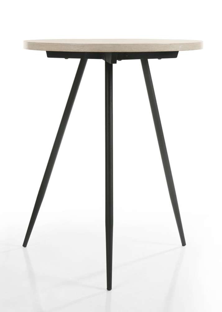 Lilola Home Neroli Oak White 24in Contemporary Round Side Table with Black Metal Base - 98501 veiw 4