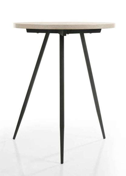 Lilola Home Neroli Oak White 24in Contemporary Round Side Table with Black Metal Base - 98501 veiw 4