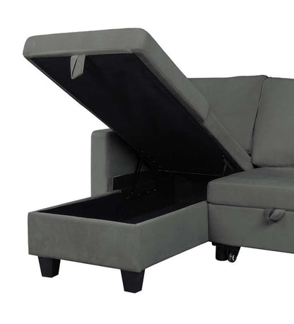 Lilola Home - Nova Dark Gray Velvet Reversible Sleeper Sectional Sofa with Storage Chaise - 89332DG veiw 2