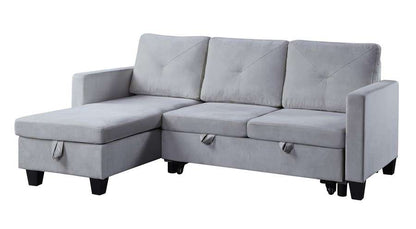 Lilola Home - Nova Light Gray Velvet Reversible Sleeper Sectional Sofa with Storage Chaise - 89332LG veiw 1