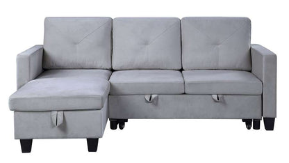 Lilola Home - Nova Light Gray Velvet Reversible Sleeper Sectional Sofa with Storage Chaise - 89332LG veiw 3