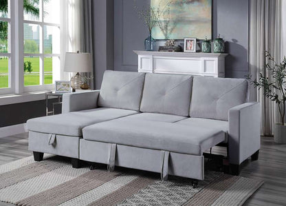 Lilola Home - Nova Light Gray Velvet Reversible Sleeper Sectional Sofa with Storage Chaise - 89332LG veiw 4