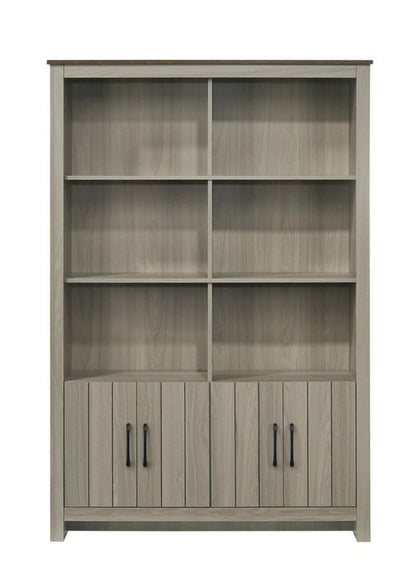 Lilola Home - Nyla 47inW Gray Oak Bookcase Shelf with Cabinet Doors-97015 veiw 2