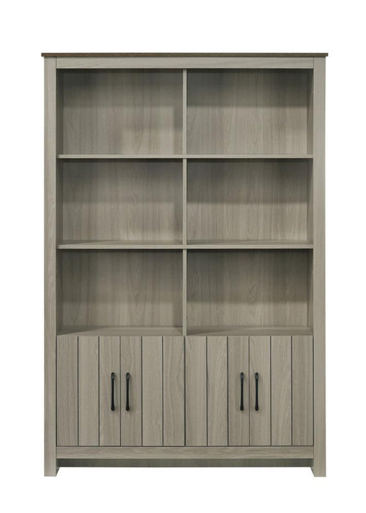 Lilola Home - Nyla 47inW Gray Oak Bookcase Shelf with Cabinet Doors-97015 veiw 2