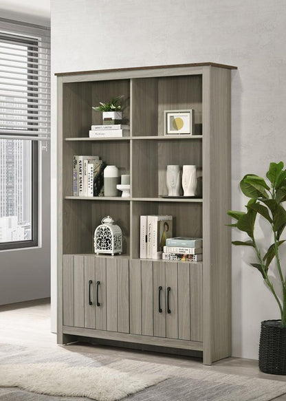 Lilola Home - Nyla 47inW Gray Oak Bookcase Shelf with Cabinet Doors-97015 veiw 5