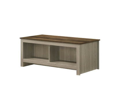 Lilola Home - Nyla 43inW Gray Oak Coffee Table with Open Shelves Front and Back-97018 veiw 1
