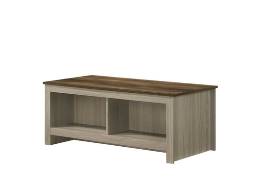 Lilola Home - Nyla 43inW Gray Oak Coffee Table with Open Shelves Front and Back-97018 veiw 1