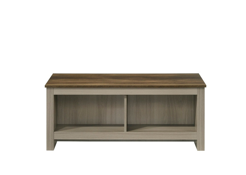 Lilola Home - Nyla 43inW Gray Oak Coffee Table with Open Shelves Front and Back-97018 veiw 2