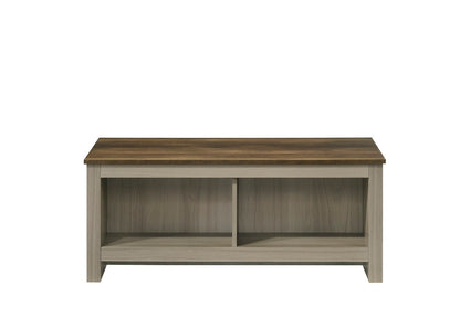 Lilola Home - Nyla 43inW Gray Oak Coffee Table with Open Shelves Front and Back-97018 veiw 2