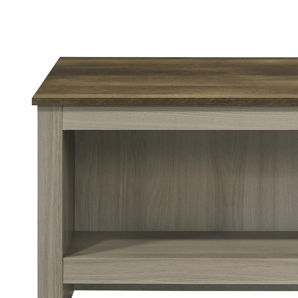 Lilola Home - Nyla 43inW Gray Oak Coffee Table with Open Shelves Front and Back-97018 veiw 4