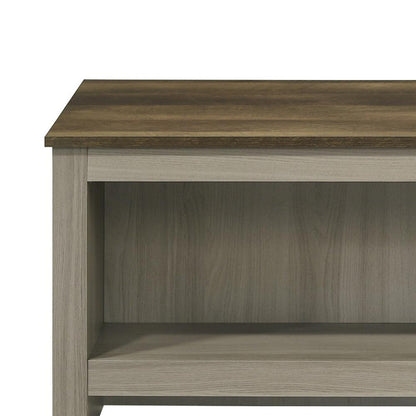 Lilola Home - Nyla 43inW Gray Oak Coffee Table with Open Shelves Front and Back-97018 veiw 4