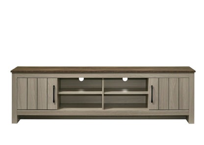 Lilola Home - Nyla 68.5inW Gray Oak TV Stand with Shelves and Cabinet Doors-97019 veiw 2