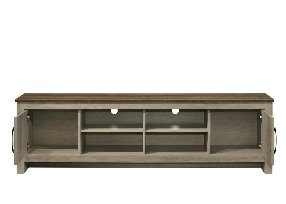 Lilola Home - Nyla 68.5inW Gray Oak TV Stand with Shelves and Cabinet Doors-97019 veiw 3