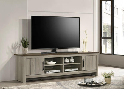 Lilola Home - Nyla 68.5inW Gray Oak TV Stand with Shelves and Cabinet Doors-97019 veiw 5