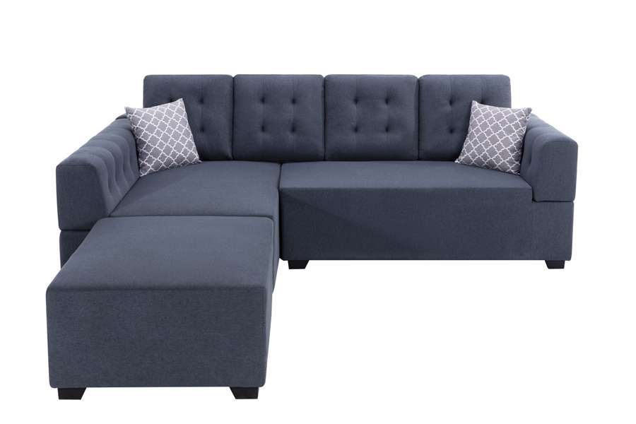 Lilola Home - Ordell Dark Gray Linen Fabric Sectional Sofa with Left Facing Chaise Ottoman and Pillows - 89718 veiw 3