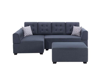Lilola Home - Ordell Dark Gray Linen Fabric Sectional Sofa with Left Facing Chaise Ottoman and Pillows - 89718 veiw 4