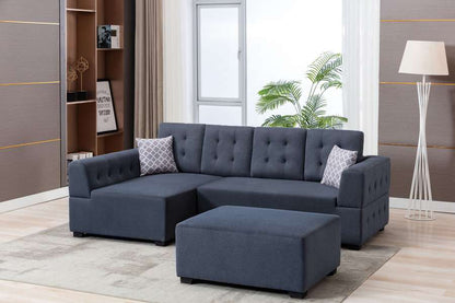 Lilola Home - Ordell Dark Gray Linen Fabric Sectional Sofa with Left Facing Chaise Ottoman and Pillows - 89718 veiw 5