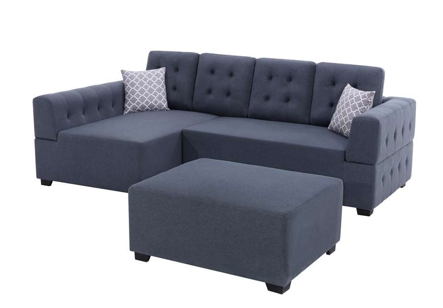 Lilola Home - Ordell Dark Gray Linen Fabric Sectional Sofa with Left Facing Chaise Ottoman and Pillows - 89718 veiw 6