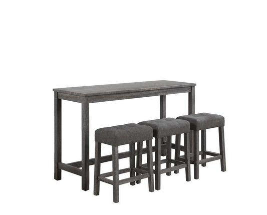 Lilola Home - Oriana Gray 4 Piece Counter Height 36in Pub Table Set with Tufted Gray Linen Stools - 30015 veiw 1