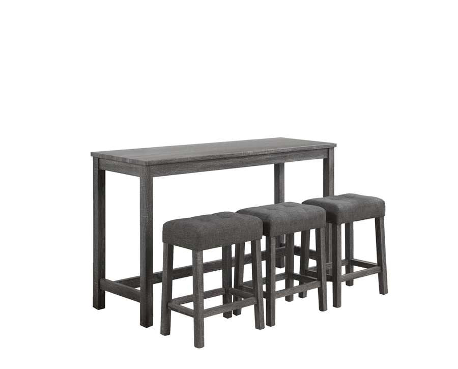 Lilola Home - Oriana Gray 4 Piece Counter Height 36in Pub Table Set with Tufted Gray Linen Stools - 30015 veiw 3