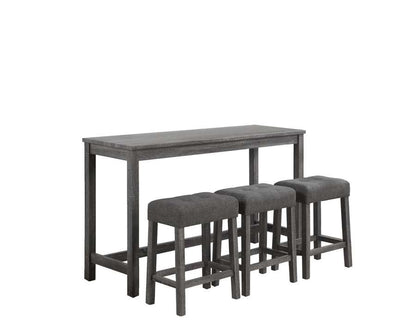 Lilola Home - Oriana Gray 4 Piece Counter Height 36in Pub Table Set with Tufted Gray Linen Stools - 30015 veiw 3