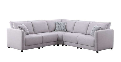 Lilola Home - Penelope Light Gray Linen Fabric Reversible L-Shape Sectional Sofa with Pillows - 89126-3 veiw 1