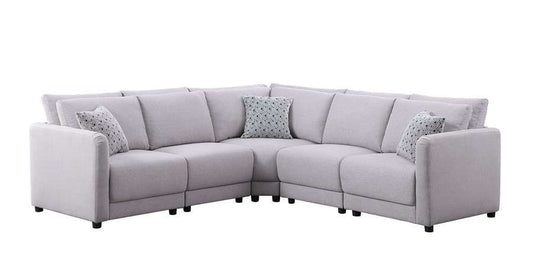 Lilola Home - Penelope Light Gray Linen Fabric Reversible L-Shape Sectional Sofa with Pillows - 89126-3 veiw 1