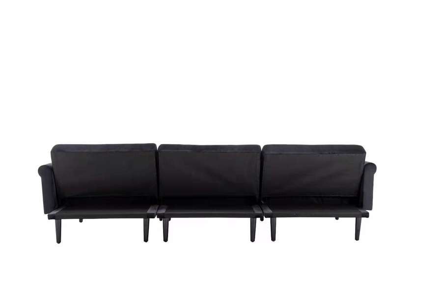 Lilola Home - Piper Black Velvet Sofa Bed with Ottoman and 2 Accent Pillows - 87842BK veiw 4