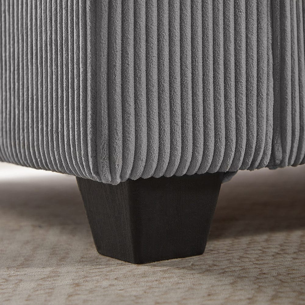 Lilola Home - Rowan 107"W Dark Gray Corduroy Fabric Sectional Sofa with Right Facing Chaise, USB & USB-C Charging Port, Storage Ottoman, and Pillows - 83220