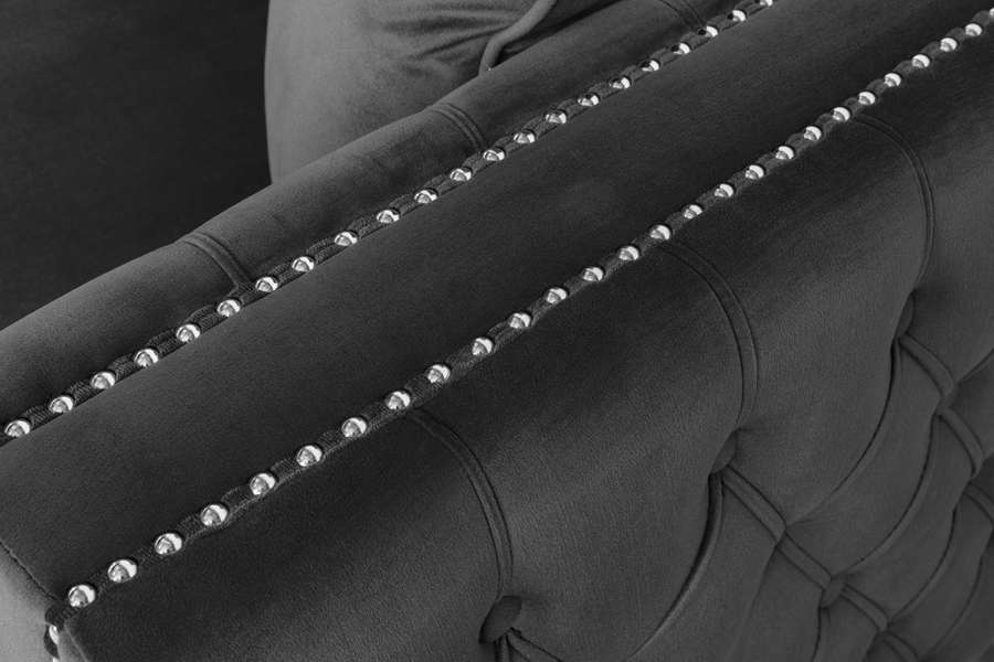 Lilola Home - Ryan Dark Gray Velvet Double Chaise Sectional Sofa with Nail-Head Trim - 87841 veiw 3