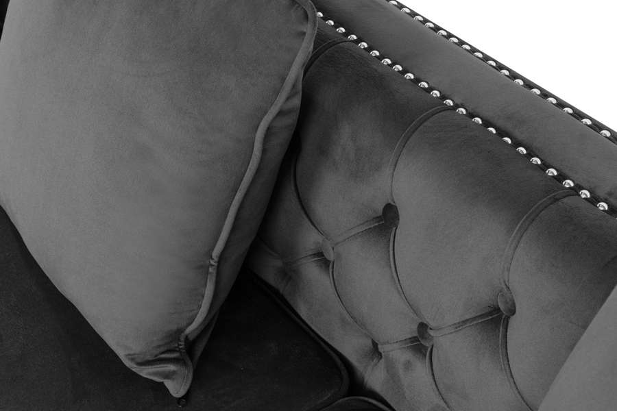 Lilola Home - Ryan Dark Gray Velvet Reversible Sectional Sofa Chaise with Nail-Head Trim - 87840 veiw 2