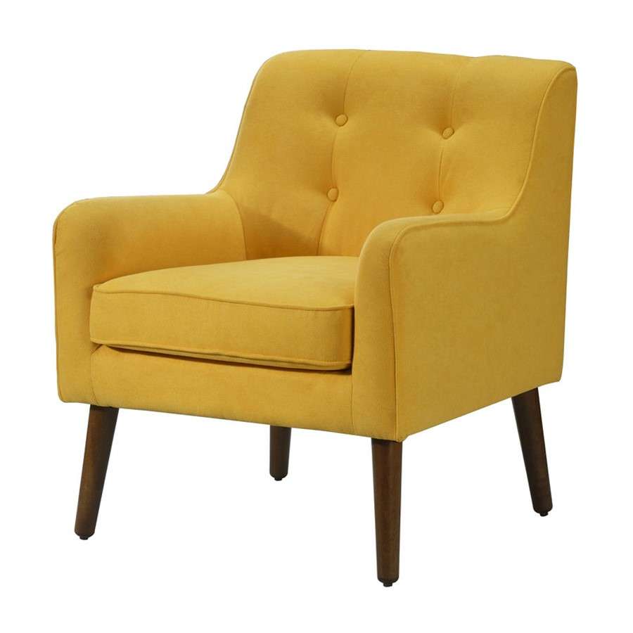 Lilola Home - Ryder Mid Century Modern Yellow Woven Fabric Tufted Armchair - 88868YW veiw 1