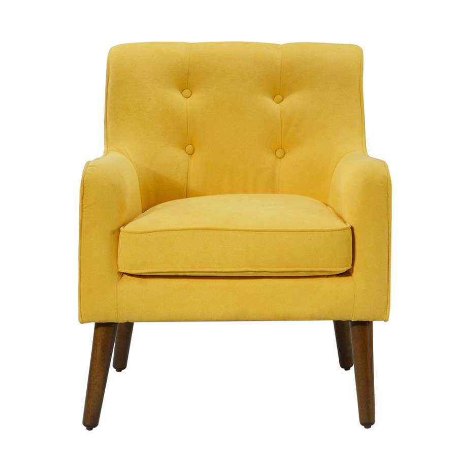 Lilola Home - Ryder Mid Century Modern Yellow Woven Fabric Tufted Armchair - 88868YW veiw 3