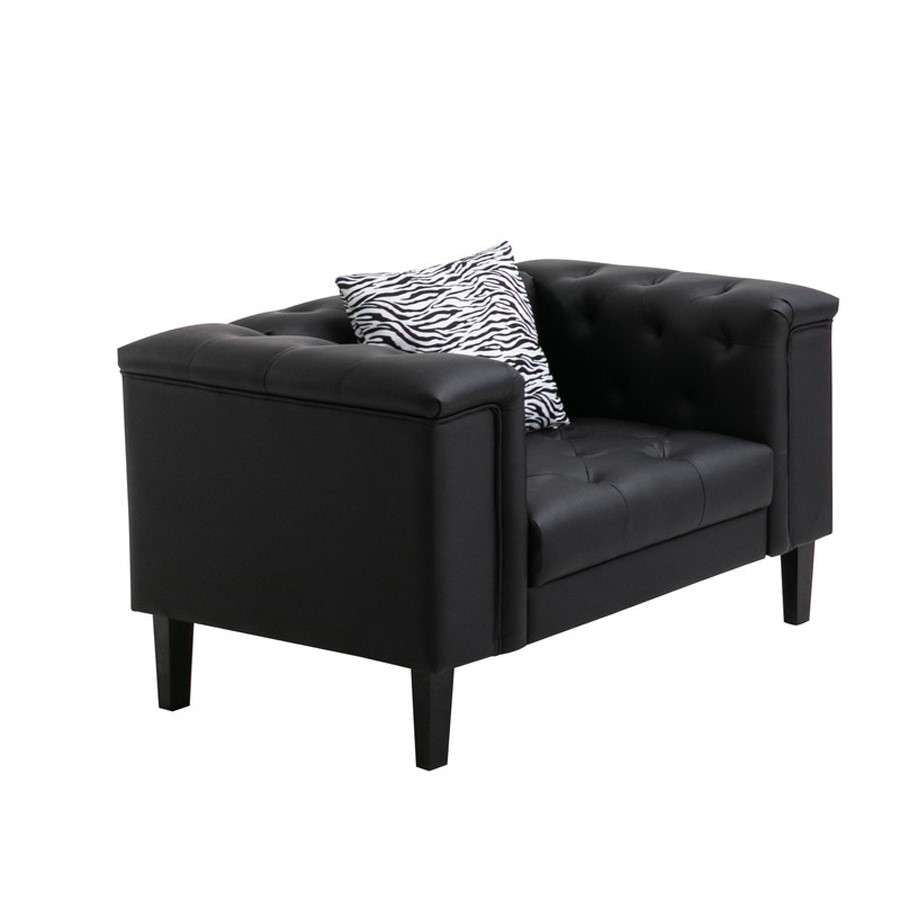 Lilola Home - Sarah Black Vegan Leather Tufted Chair With 1 Accent Pillow - 89224-C veiw 1