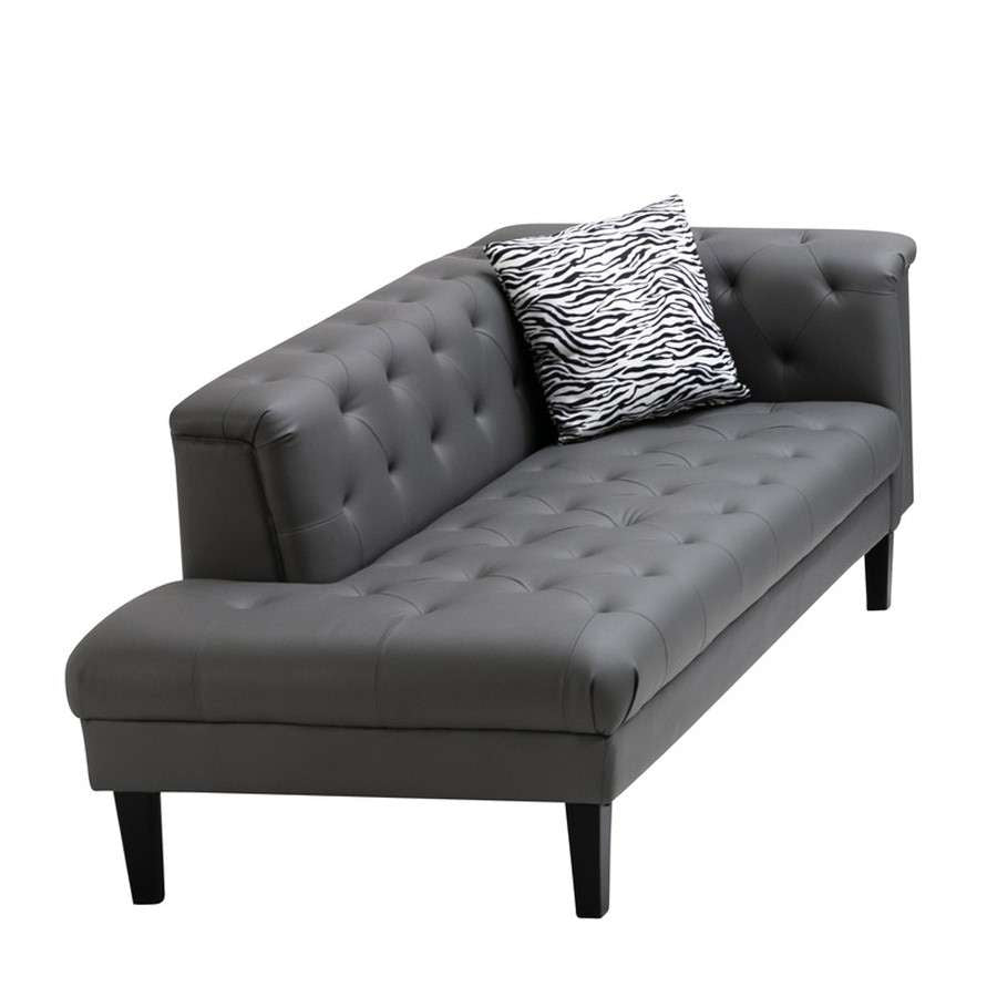 Lilola Home - Sarah Gray Vegan Leather Tufted Chaise With 1 Accent Pillow - 89225-CH veiw 1