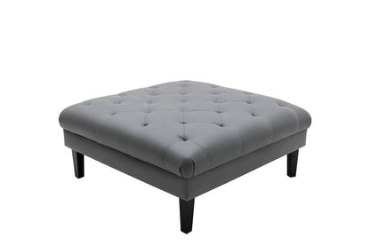 Lilola Home - Sarah Gray Vegan Leather Tufted Ottoman - 89225-O veiw 1
