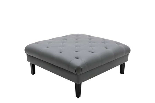 Lilola Home - Sarah Gray Vegan Leather Tufted Ottoman - 89225-O veiw 1