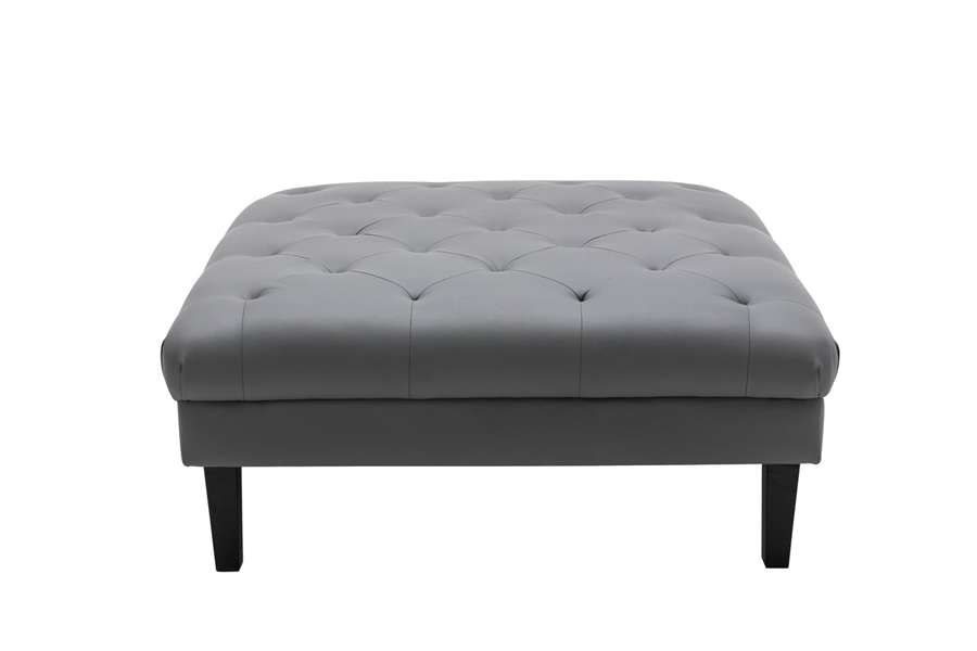 Lilola Home - Sarah Gray Vegan Leather Tufted Ottoman - 89225-O veiw 3