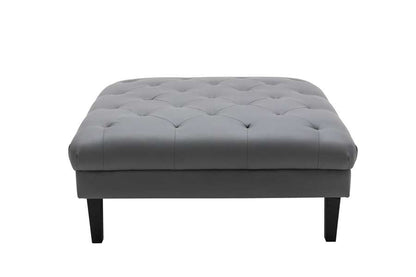 Lilola Home - Sarah Gray Vegan Leather Tufted Ottoman - 89225-O veiw 3