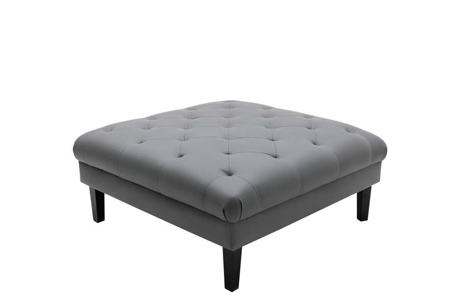 Lilola Home - Sarah Gray Vegan Leather Tufted Ottoman - 89225-O veiw 4