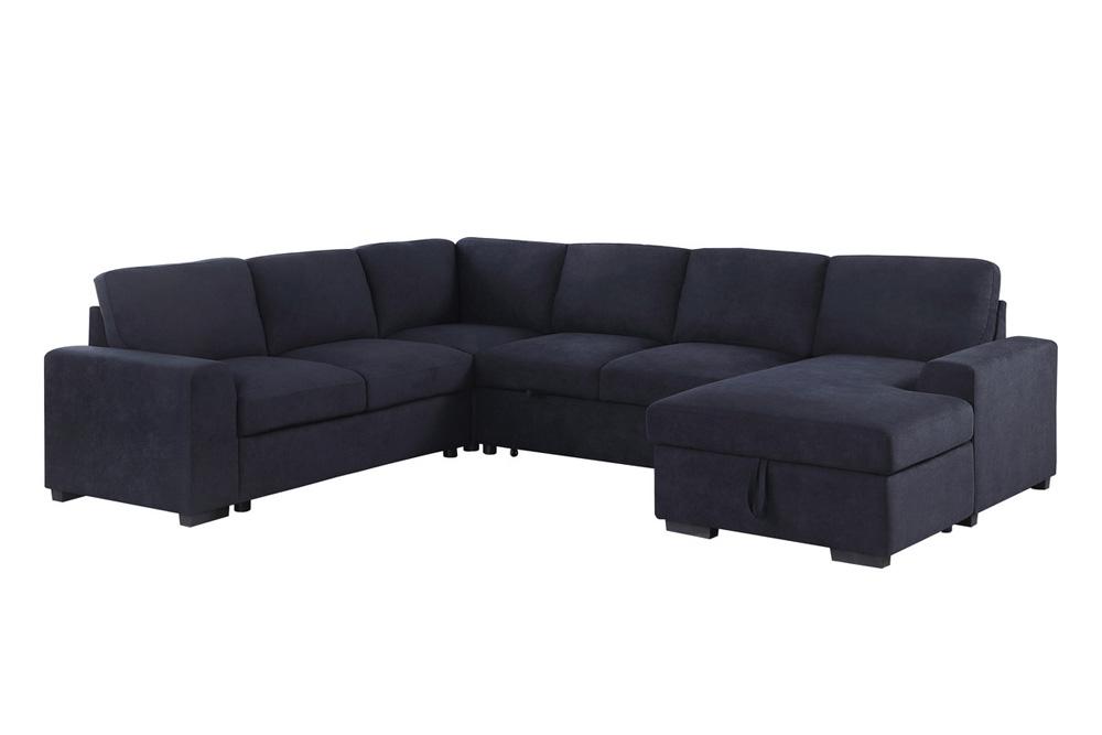 Lilola Home - Selene II 117.5inW Dark Gray Woven Fabric Sleeper Sectional Sofa with Right-Facing Storage Chaise-89139 veiw 1