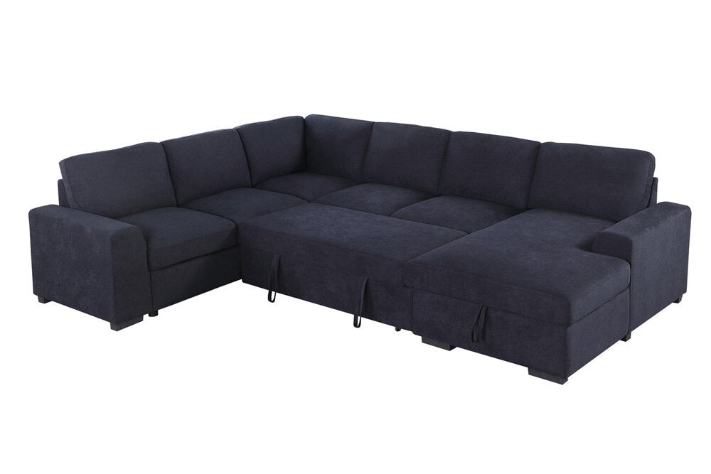 Lilola Home - Selene II 117.5inW Dark Gray Woven Fabric Sleeper Sectional Sofa with Right-Facing Storage Chaise-89139 veiw 2