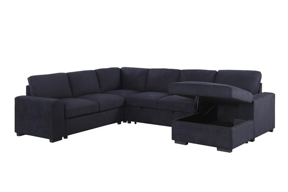 Lilola Home - Selene II 117.5inW Dark Gray Woven Fabric Sleeper Sectional Sofa with Right-Facing Storage Chaise-89139 veiw 3