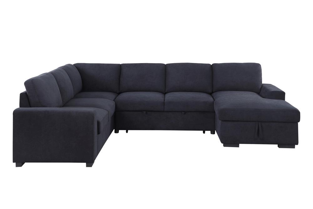 Lilola Home - Selene II 117.5inW Dark Gray Woven Fabric Sleeper Sectional Sofa with Right-Facing Storage Chaise-89139 veiw 4