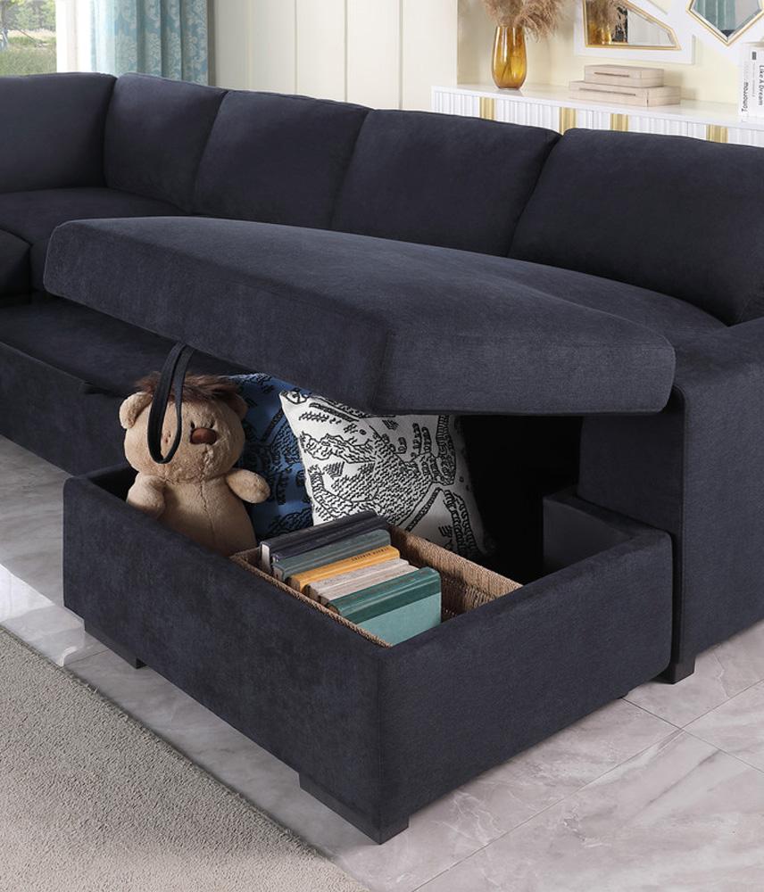 Lilola Home - Selene II 117.5inW Dark Gray Woven Fabric Sleeper Sectional Sofa with Right-Facing Storage Chaise-89139 veiw 5